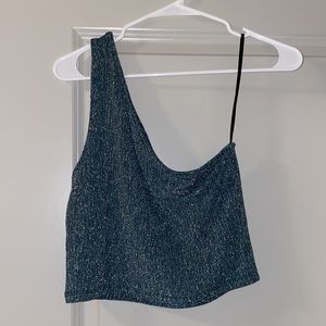 Forever 21 dark teal one shoulder crop top